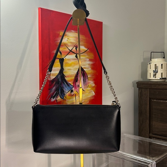 Kate Spade Black Leather Story Book Shoulder Bag with Chain Strap 11”x 6” EUC - Picture 3 of 8